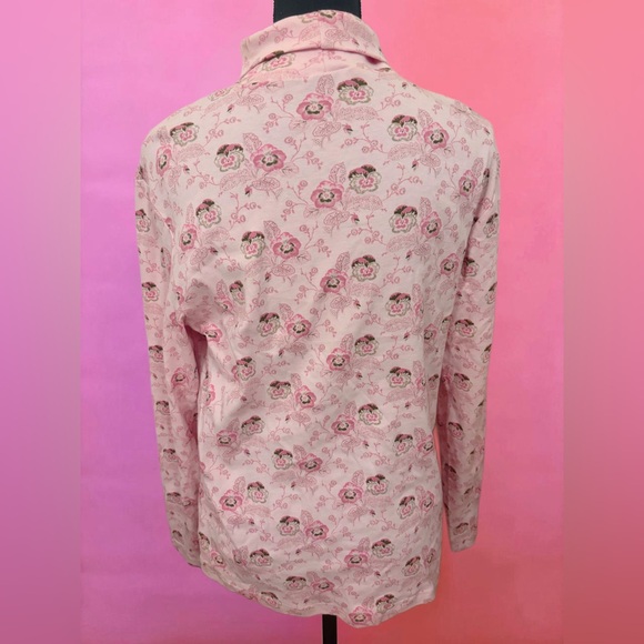 Vintage 90s Basic Editions Fairy Pink Floral Longsleeve Turtleneck Top - Large - Picture 5 of 9